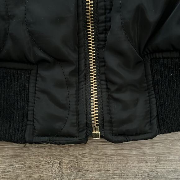 Love Tree Women’s Black Full Zip Mid Length Quilted Bomber Jacket Size Small - Picture 6 of 13